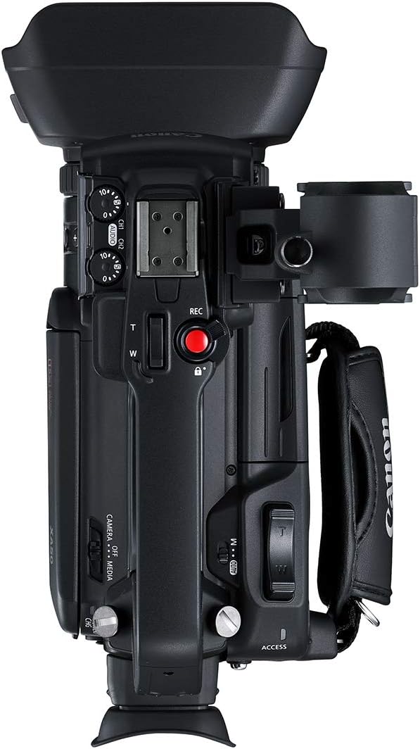 Canon XA50 Professional Camcorder, top view with hot shoe and recording button.
