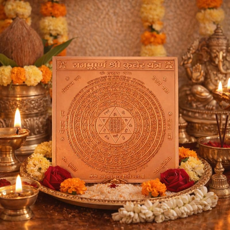 Image of Shree Kuber Yantra Orignal - Copper - (3 X 3 inches, Brown)