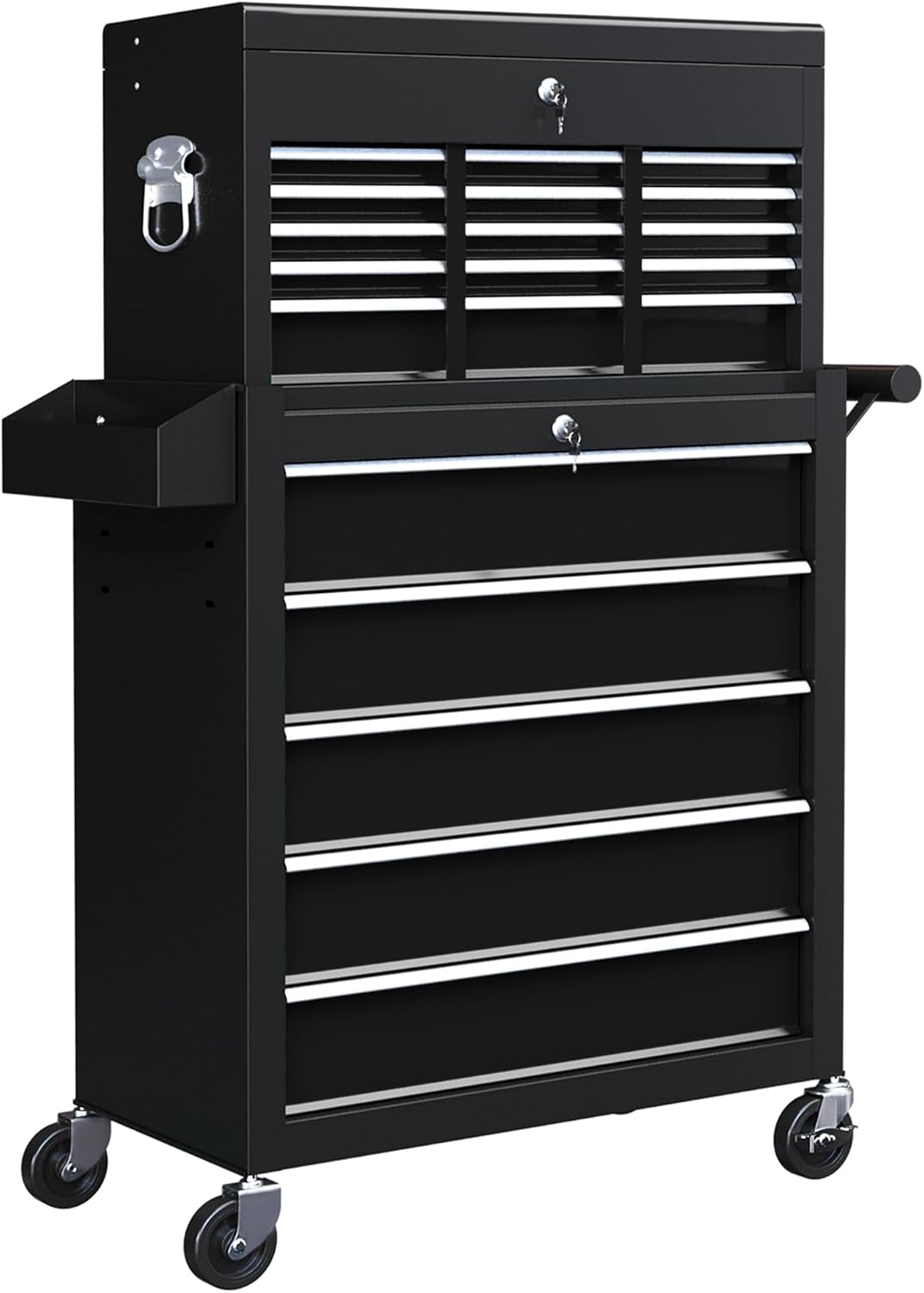 Rolling Tool on Wheels with 14 Drawers, Pegboard and