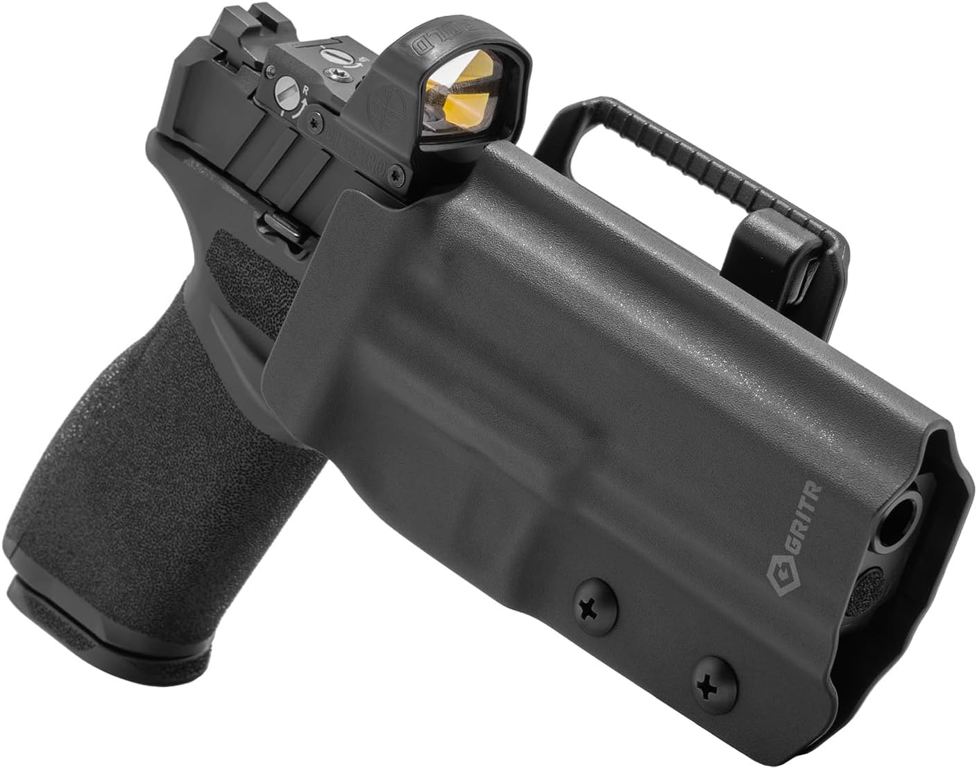 GRITR OWB Kydex RH/LH Pistol Holster Compatible with Springfield Armory Echelon w/Optic Cut, Open Bottom, Adjustable Cant & Retention | EDC Gun Accessory for Men & Women