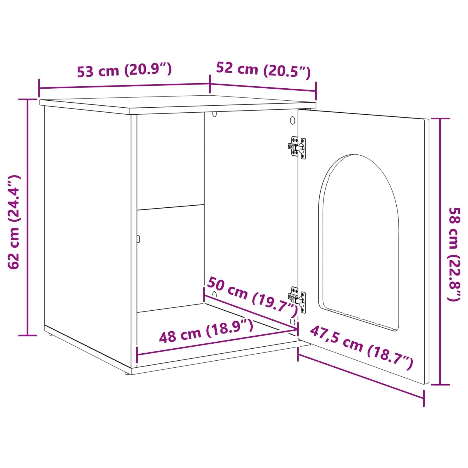 vidaXL Casa para Gatos Roble Artesanal 53 x 52 x 62 cm, Guarida Moderna para Gatos, Rincón Acogedor, Refugio Duradero, Hogar Estilo Compacto
