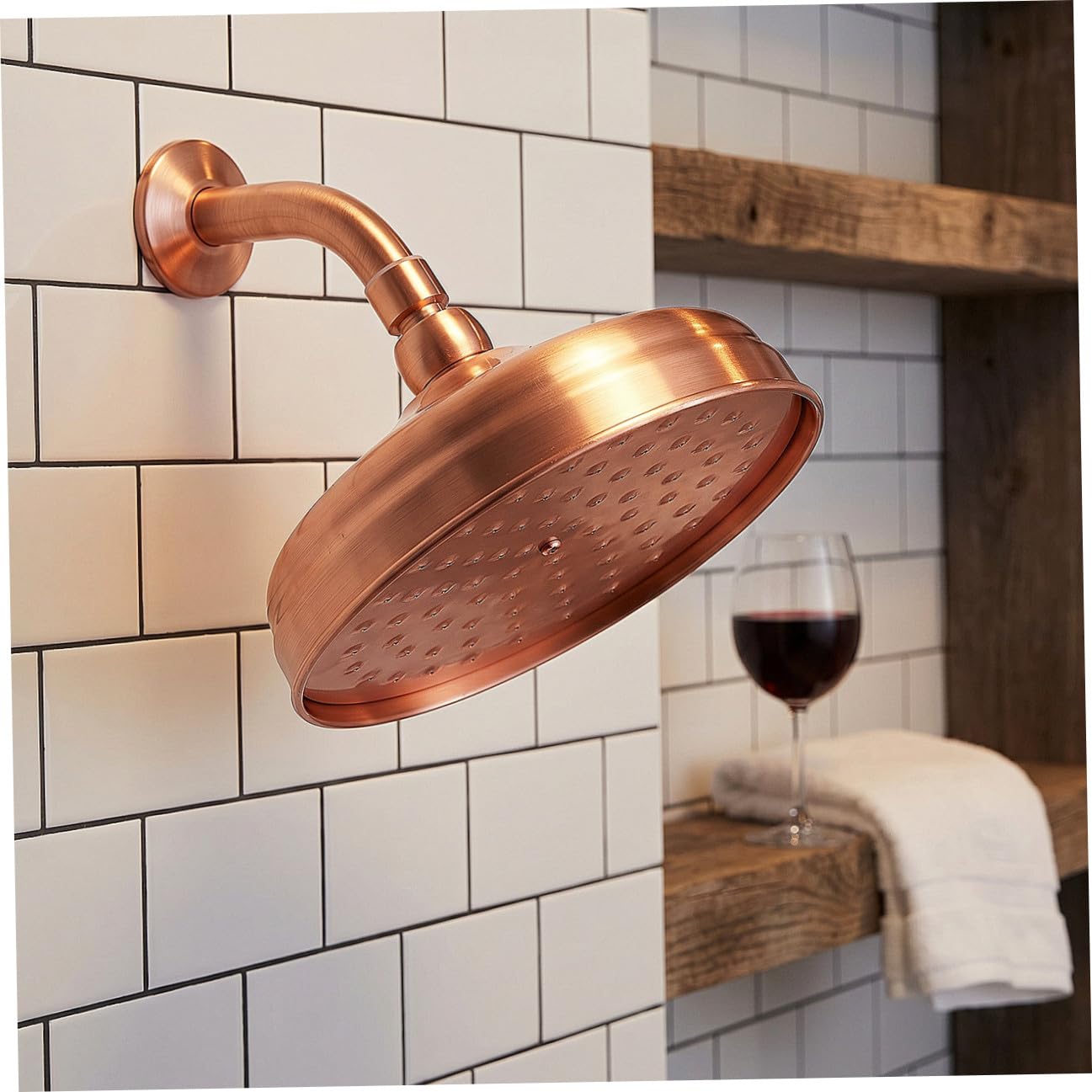 DOITOOL Soffione Doccia Esterno Design Moderno Pratico in Rame Ugello in Silicone e Facile Installazione per Doccia da Bagno in Ambienti Domestici