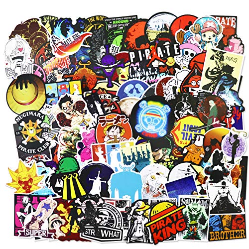 One Piece Anime Stickers 100pcs Japanese Cartoon Anime Stickers Waterproof Vinyl Aesthetic Stickers for Laptop Water Bottle Skateboard Snowboard Luggage Guitar