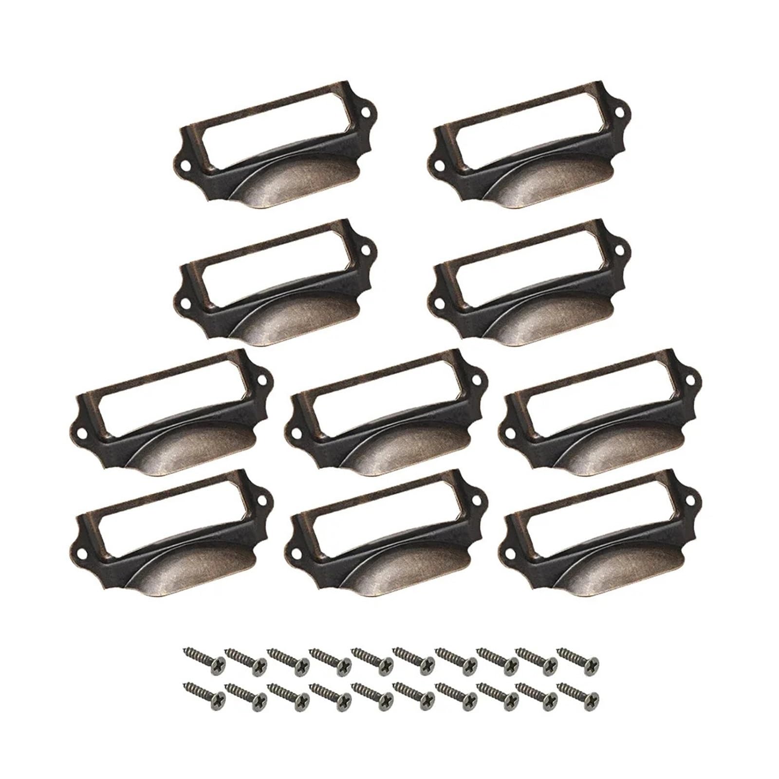 Cidegoo Retro Drawer Label Holders 70x30mm Bronze Iron Card Tag Pulls for Cabinet File Box