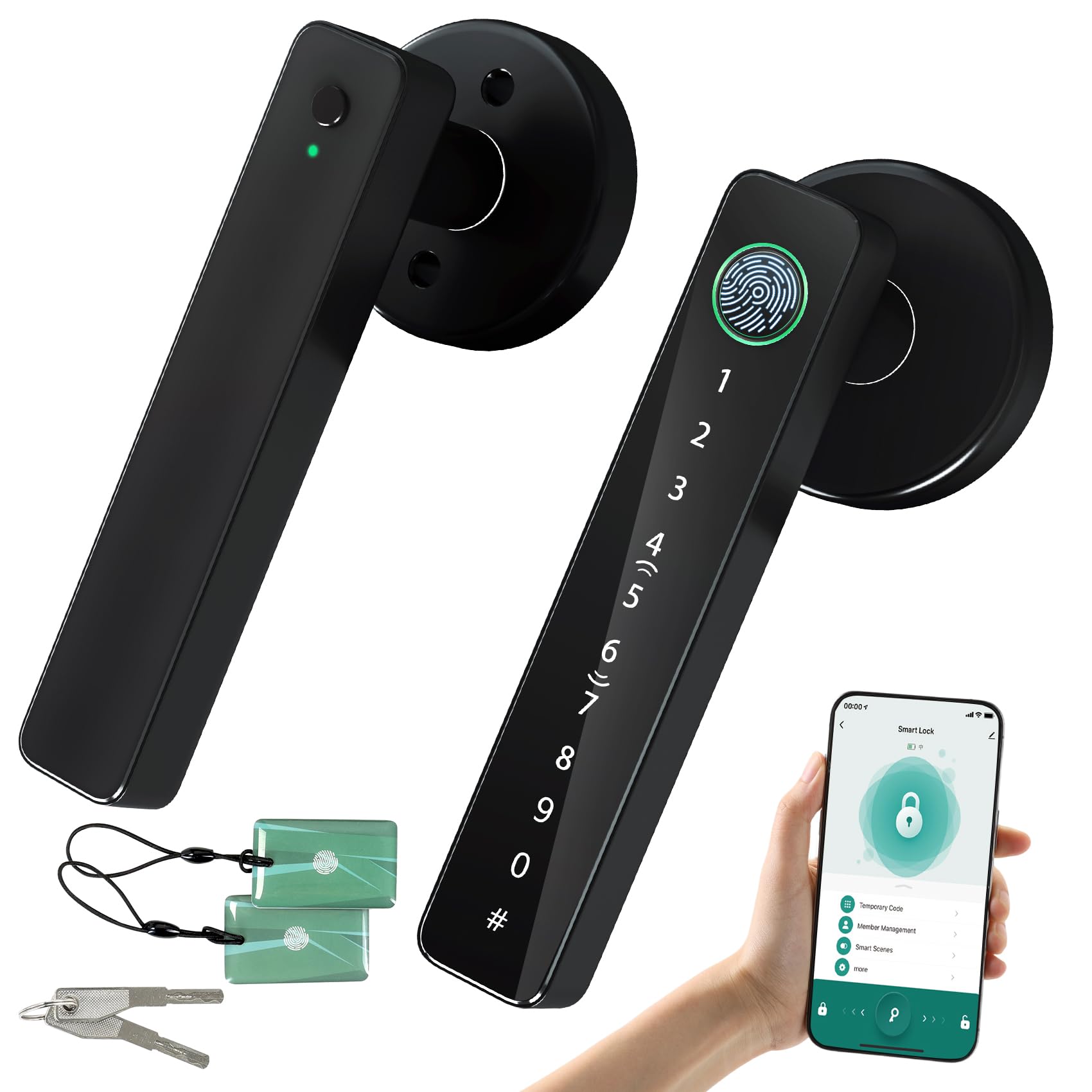 TCFUNDY Keyless Entry Fingerprint Smart Door Lock with Handle