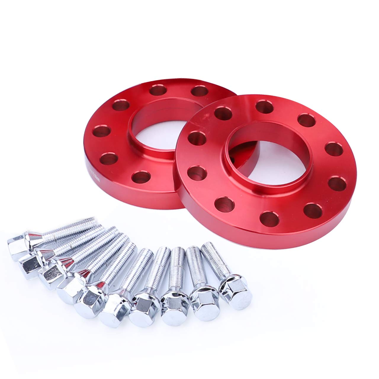 CarBole Separadores de Ruedas para Coche 5x120mm & 20mm con Perno: M12x1.5 | Central de Orificio : 72,56 mm Compatible con BMW, etc. (2 Piezas | Rojo | Número de Agujeros 10)