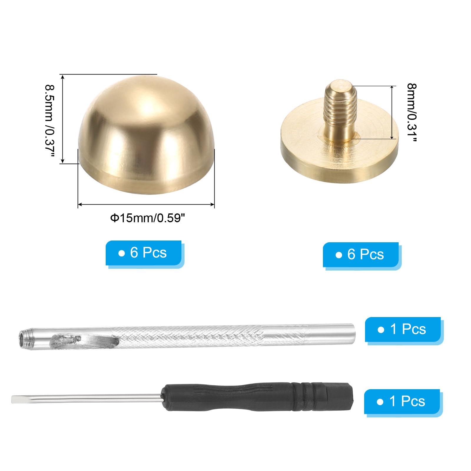 PATIKIL 8.5x10x6mm Spikes for Clothes 6 Set Metal Button Spikes with Punch & Screwdriver Screw Kit Flat Head Rivets Screw DIY Leather Barrel Studs Hardware Trim Craft - Image 2