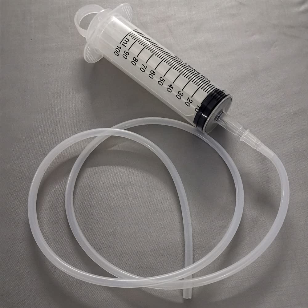 Gebildet 2 strzykawki 100 ml, duża strzykawka z tworzywa sztucznego, strzykawka, narzędzia do strzykawek ogrodowych z plastikowymi rurami 100 cm do laboratoriów naukowych, podlewania, napełniania
