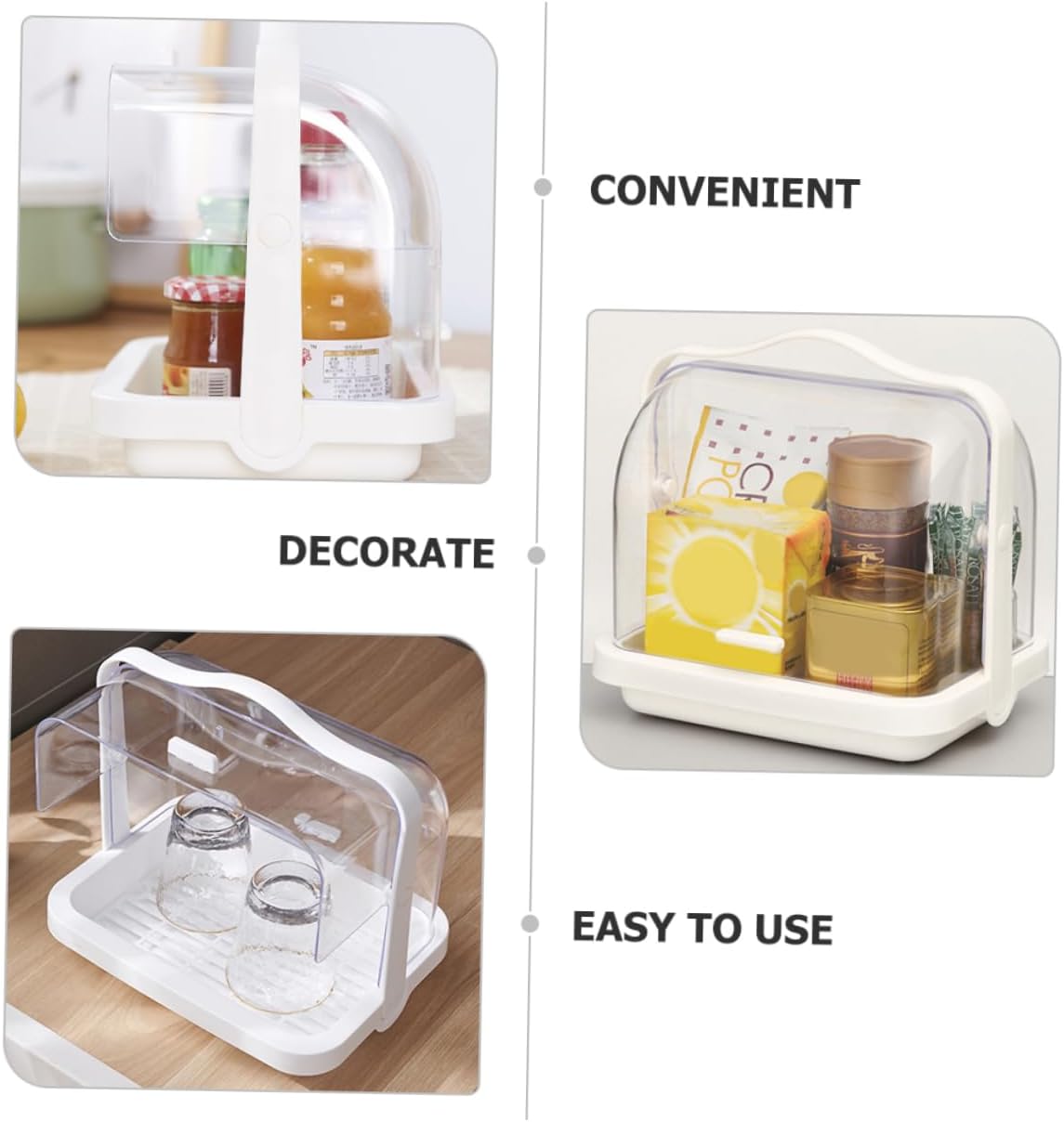 Transparent Handheld Cake Display Box Food Tasting Holder for Afternoon Tea Cupcake and Bread Storage Dust Design for Shops and Home Decor