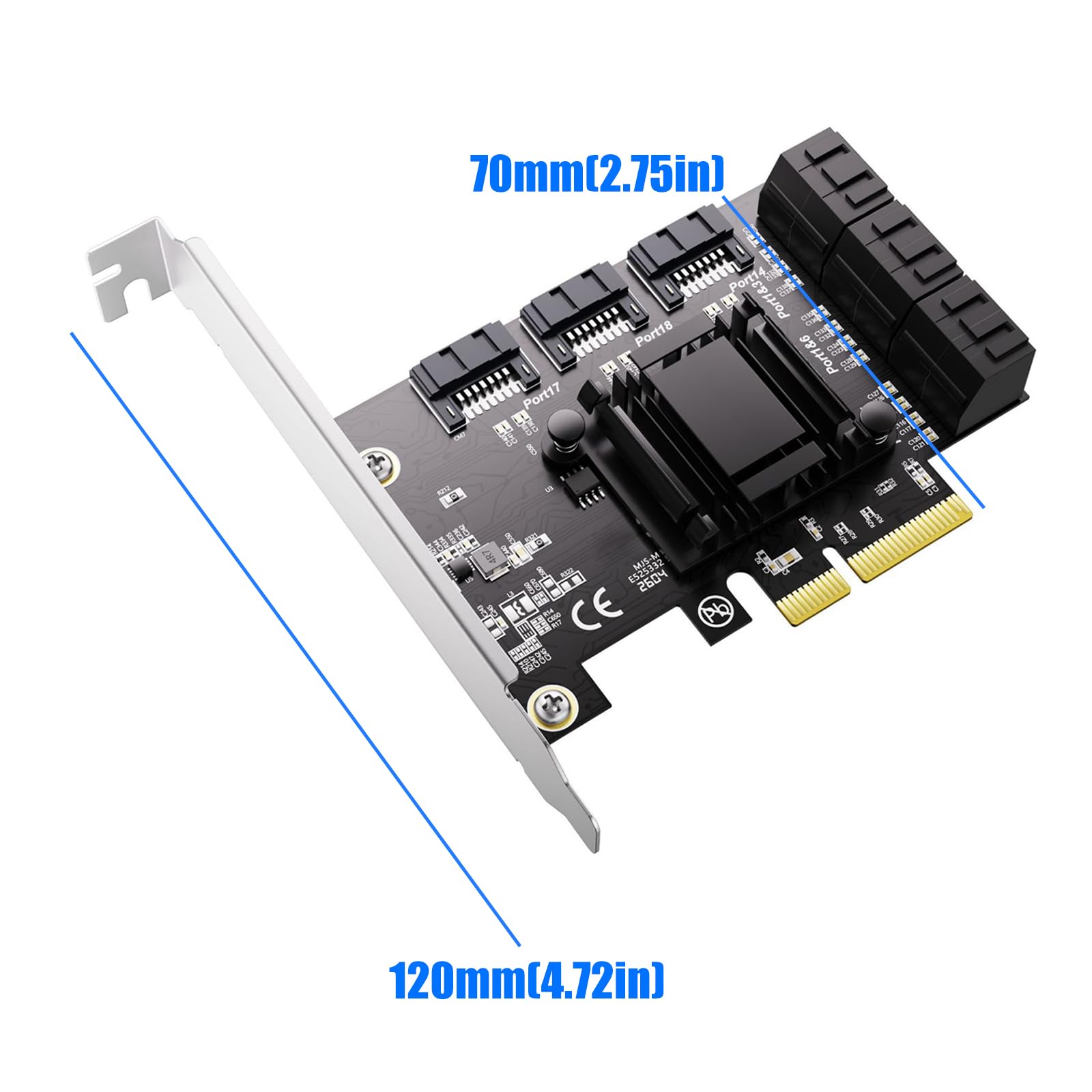 Scheda espansione PCIE da 4X a 9 Porte SATA3.0 con velocità 6 Gbps per trasferimento Dati Alte Prestazioni
