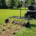 ActiveTrail 48" Tow Behind Dethatcher for Riding Mower & ATV | Heavy Duty Lawn Tractor Rake with 24 Rust-Proof Spring Steel Tines | Thatch, Moss & Leaf Removal for Large Lawn Areas