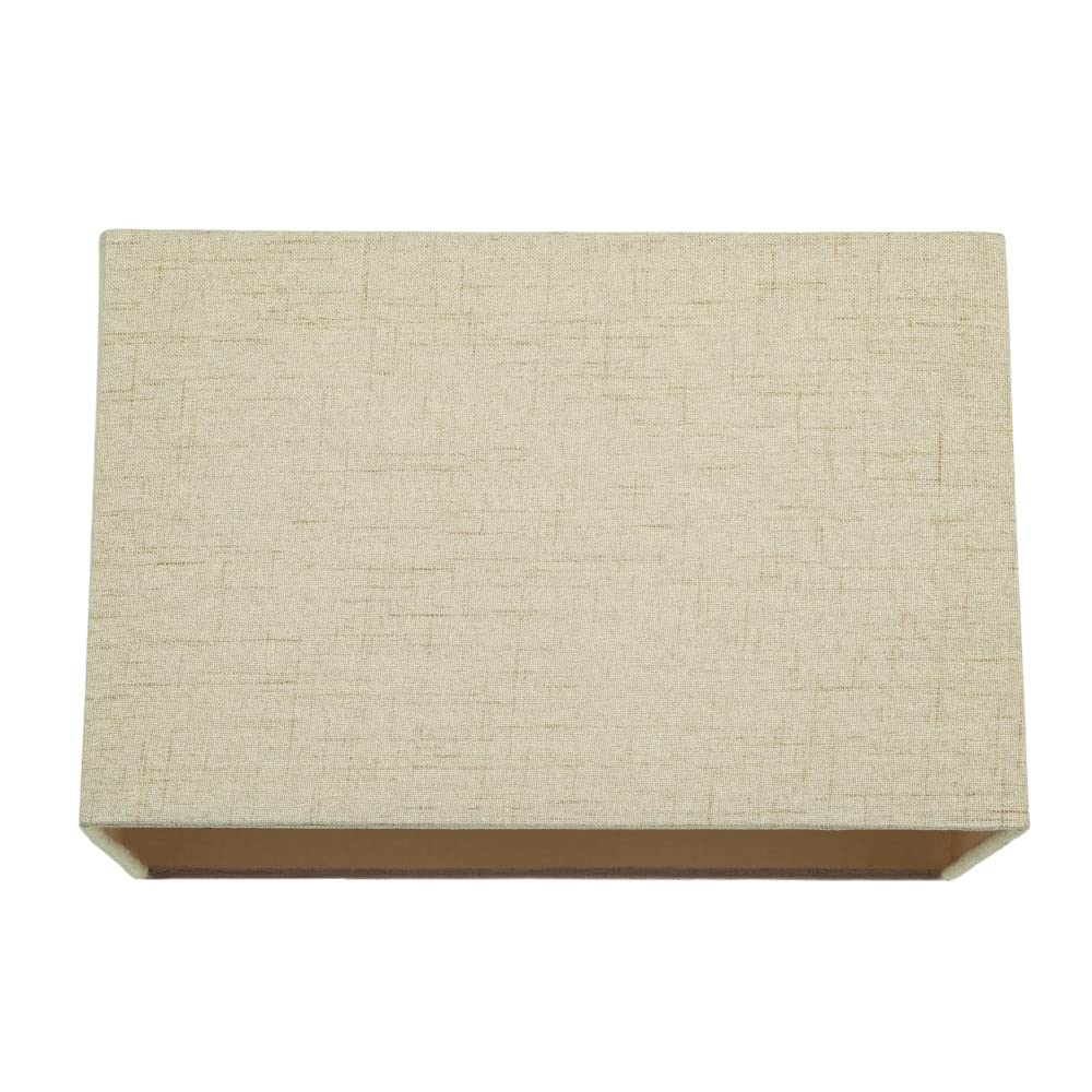 Happy Homewares Light/Cream/White Contemporary And Sleek Taupe Linen Fabric Rectangular Lamp Shade 60W Maximum