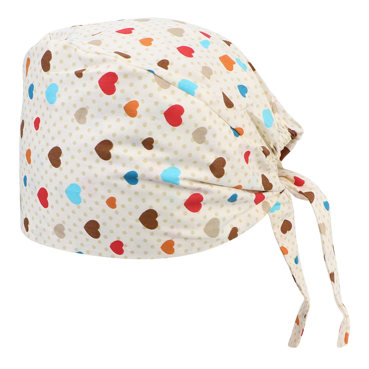FRCOLOR Gorra De Enfermera Tapa Antipolvo De Algodón Estampado De Corazón Ajustable Cordones para Médicos Hospitales y Esteticistas