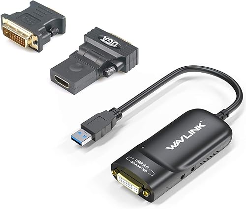 Wavlink Adaptador universal de gráficos de video USB 30 a HDMIDVIVGA con puerto de audio soporta hasta 6 pantallas de monitor adaptador de tarjeta