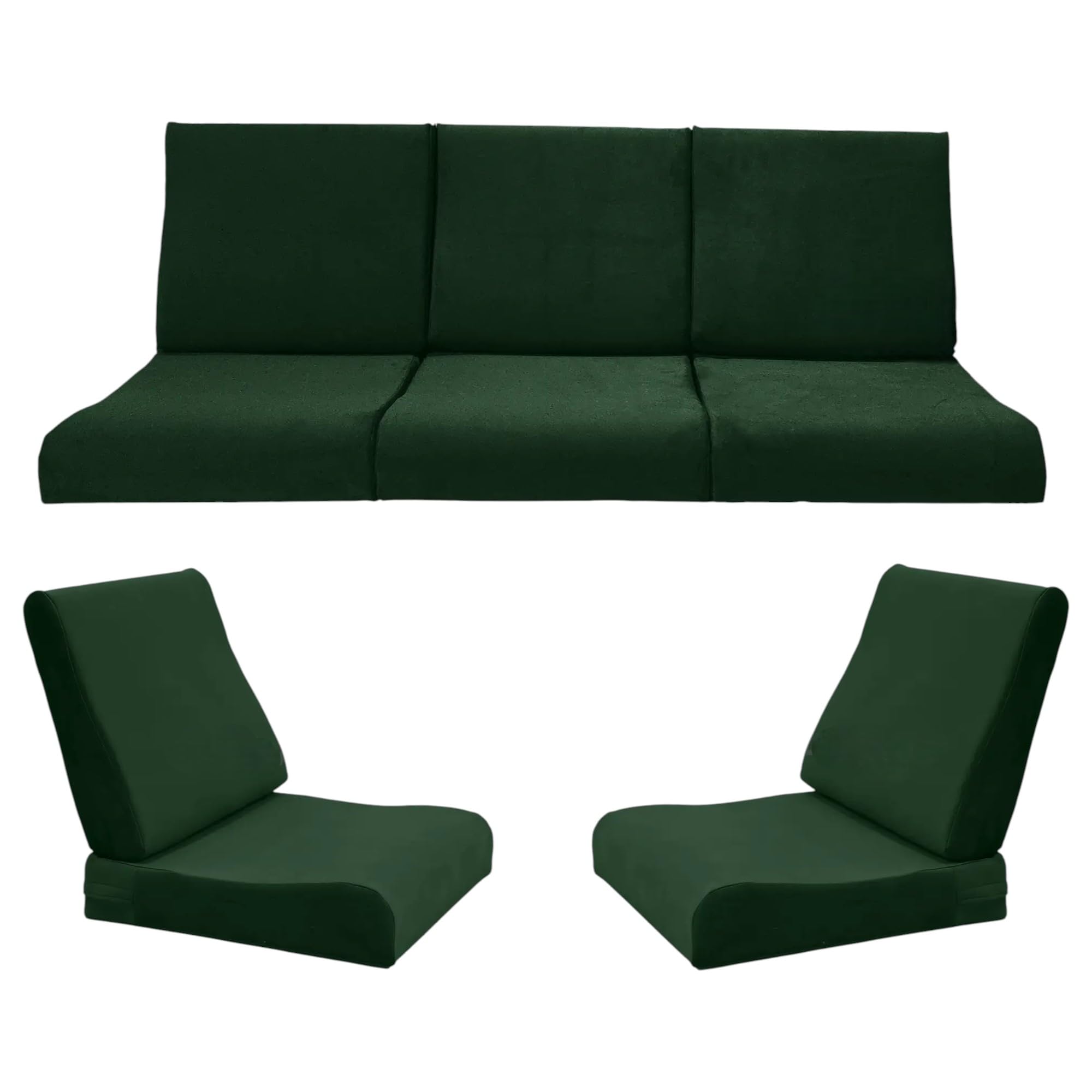 Wooden Sofa Cushion Full Set of 10 for 5 Seater, 55 Density PU Foam, & Fully Customizable-Cushion for Wooden Sofa with Washable Fabric and Inner Fabric 3+1+1 (Arabian Green)-image-11
