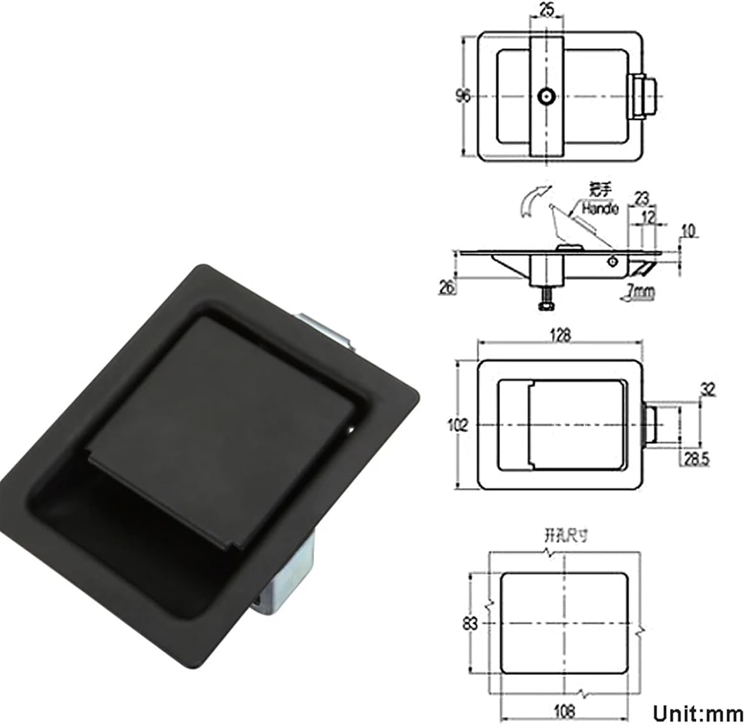 Square Cinet Door Lock with Key Or Not for Electronical Box Car Truck Trunk Pickup Bus Accessories MS215 1Pcs(Black)