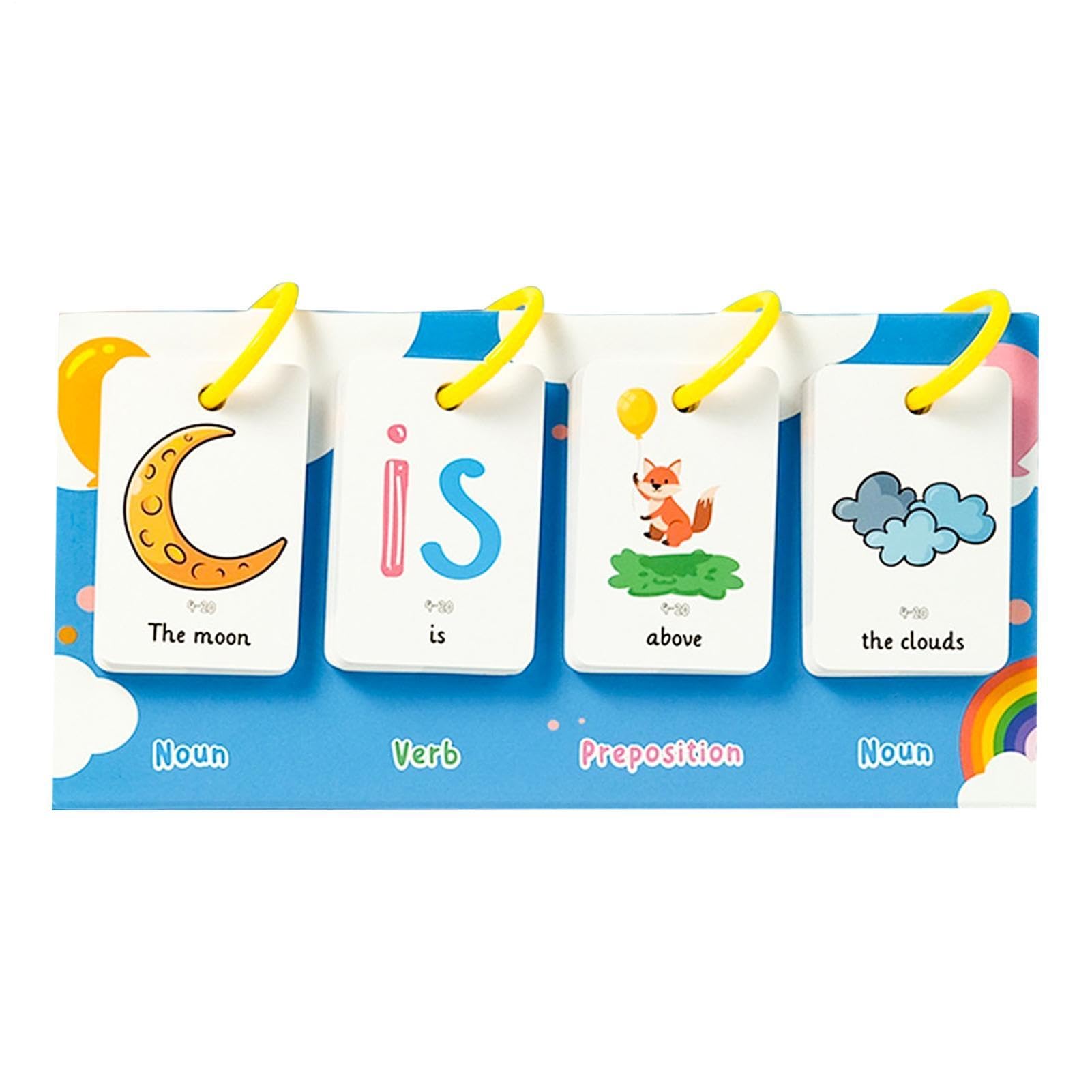Sentence Building flashcrds - Learning Charts, 78 Cards, Interactive Reading Phrase Training for School, Nursery, Home | Ideal Early Learners Classroom Activity Family Educational Play Development