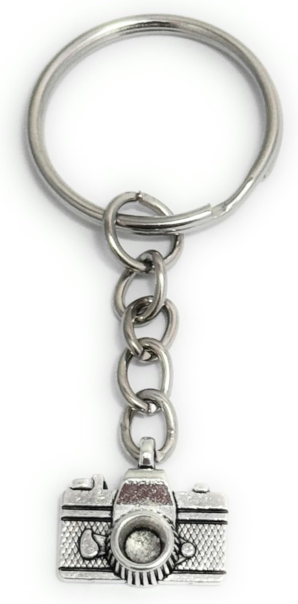 Camera Charm Keyring Key Ring with Silver Tone Keychain