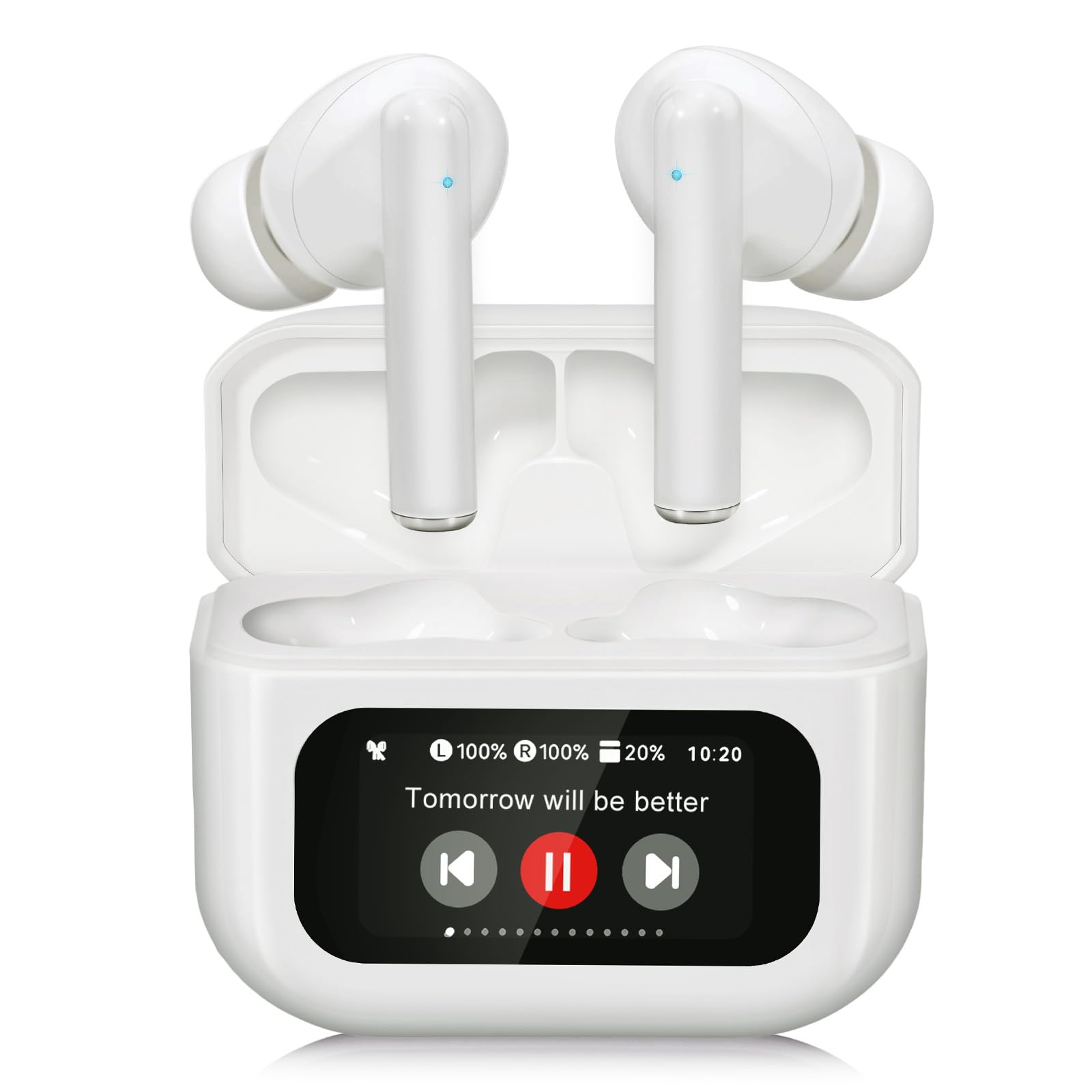 In-Ear Bluetooth Cuffie con Smart Touch Carica & 13 Funzioni, Cuffie senza cavo Bluetooth 5.4 con ANC/ENC Suppressione del rumore-Bianco