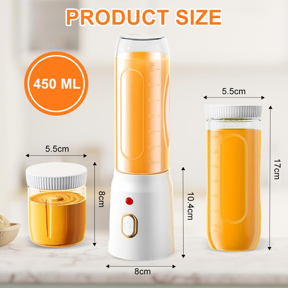 Mixeur portable à emporter - 500 ml - Mixeur portable avec 10 lames - Mini gobelet avec couvercle - Rechargeable par USB - Pour jus de fruits, smoothies et aliments pour bébé