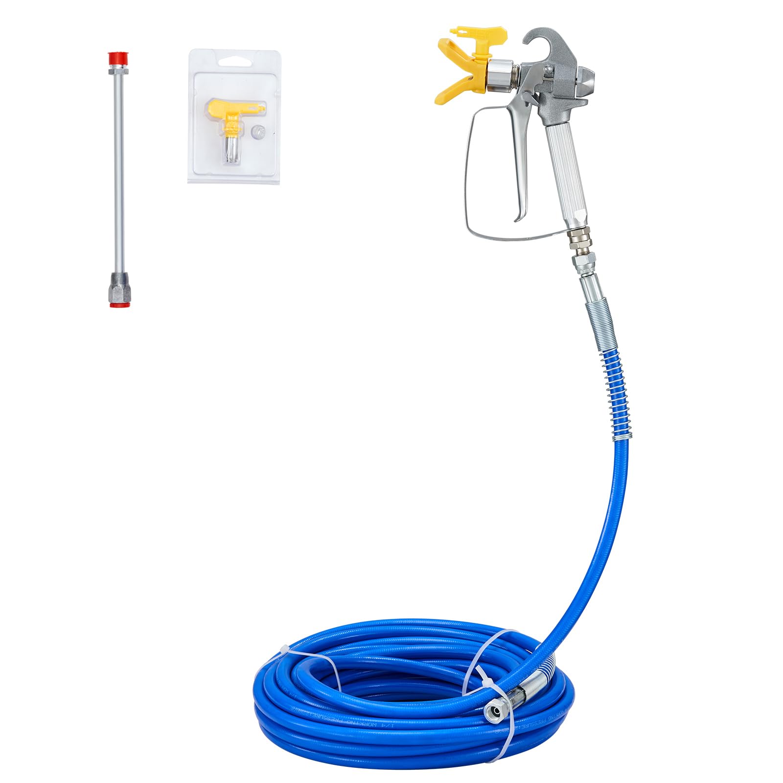 VEVOR Kit de Manguera Flexible para Pintura Airless Manguera de Fibra de Alta Presión 15,24 m 248 Bar con Varilla de Extensión de 20,3 cm Boquilla y Protección Articulación Giratoria de 6,3 mm