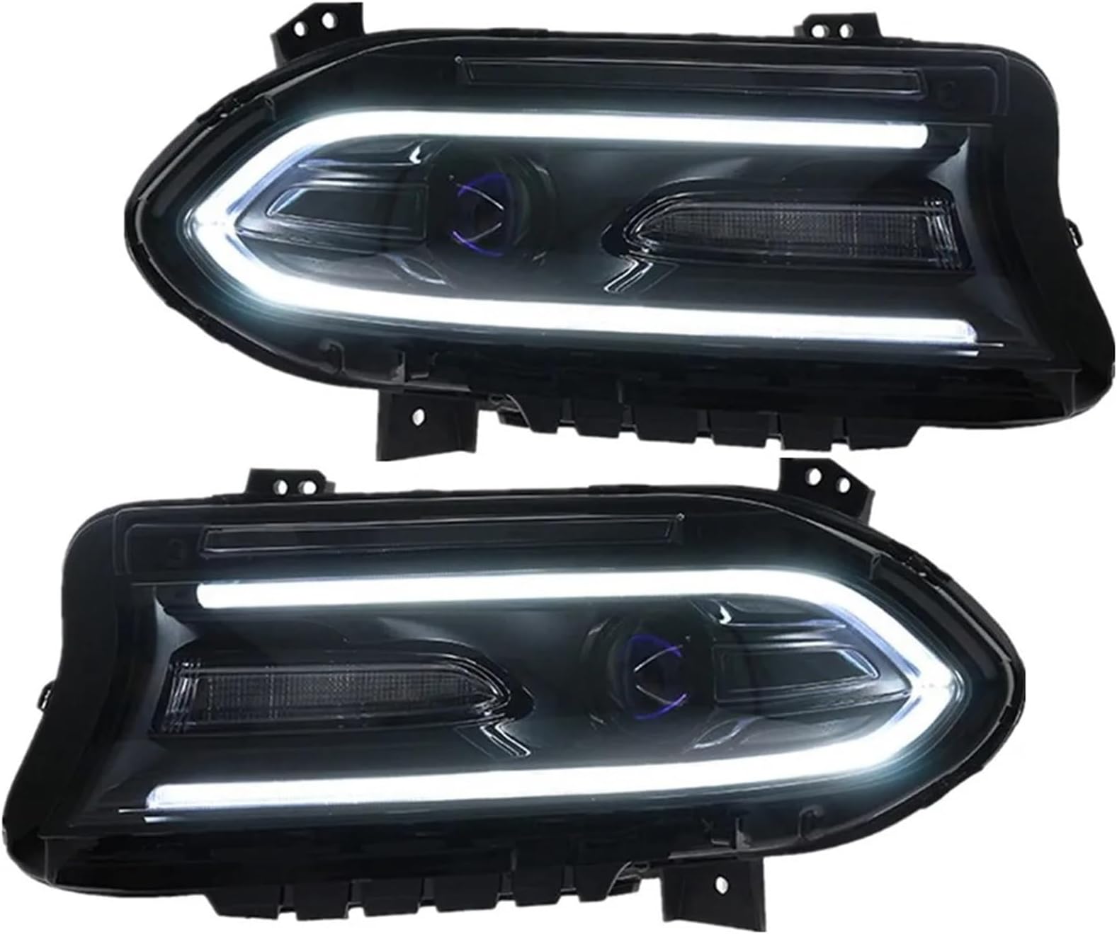 Headlights Assembly For Dodge For Charger 2015 2016 2017 2018 2019 Car Headlamp Modified Front Led DRL Lights Assembly Plug And Play Car Headlight(White DRL Style)