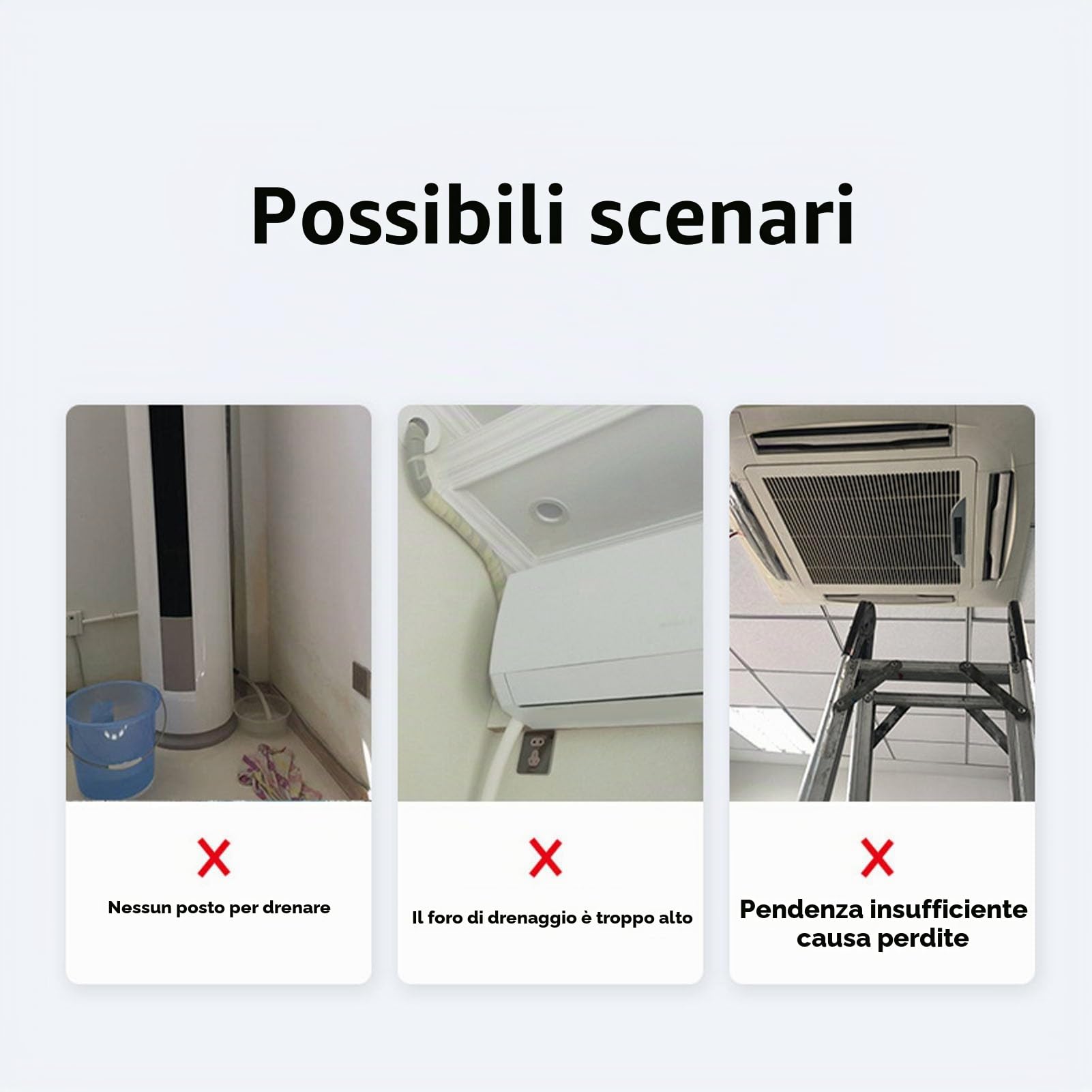 Pompa di scarico automatica silenziosa, montaggio a parete, aria condizionata, pompa di rimozione della condensa, 24 l/h, capacità 200 ml, altezza di sollevamento 12 metri