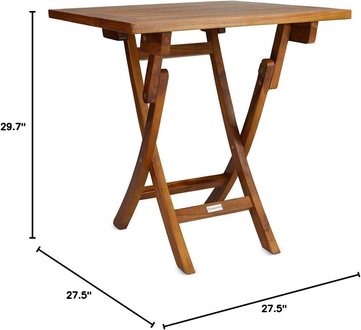 TeakCraft Teak Square Folding Table (Fully Assembled) (27.5"x27.5"x30") for Garden, Boat, Outdoor, Patio, Bistro Table, Wood Dining Table, The Dag
