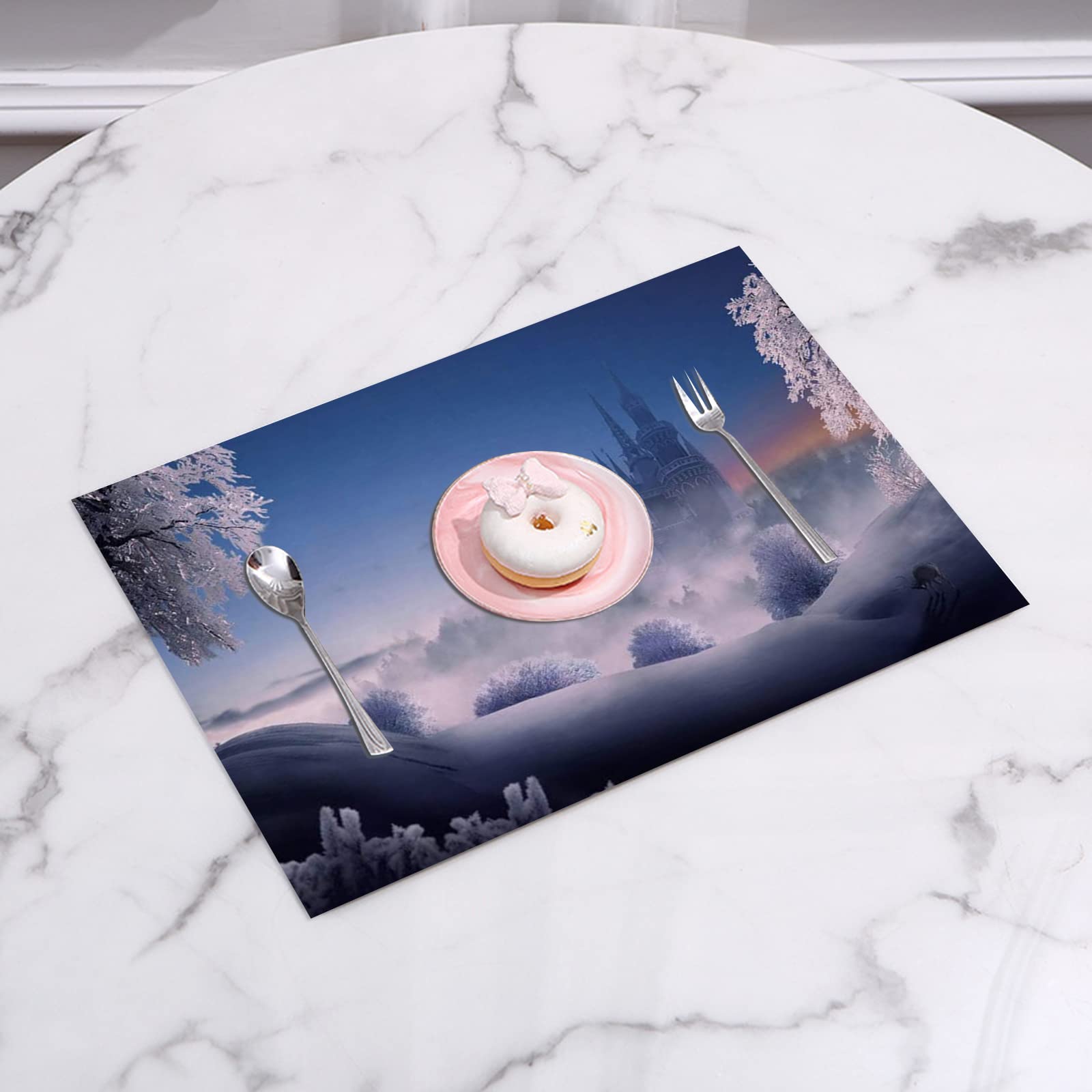 Juego De 4 Manteles Individuales, PVC Resistentes Al Calor,Otoño Colorido Prado Tocón De árbol Helecho Hojas Naturaleza Cuento De Hadas Fantasía,Ideales Para La Mesa Del Comedor Y La Cocina 30x45 Cm