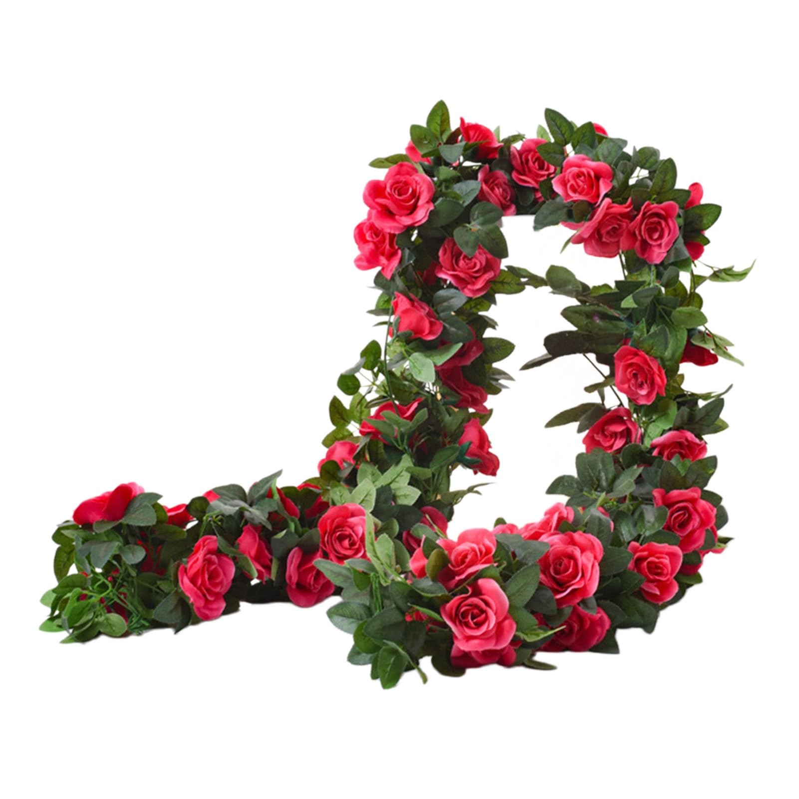 Pasisuu Artificial Flower Garland – Lifelike Rose Vine with Simulation Flowers, No Maintenance Realistic Faux Flower for Home Decoration Rose Red