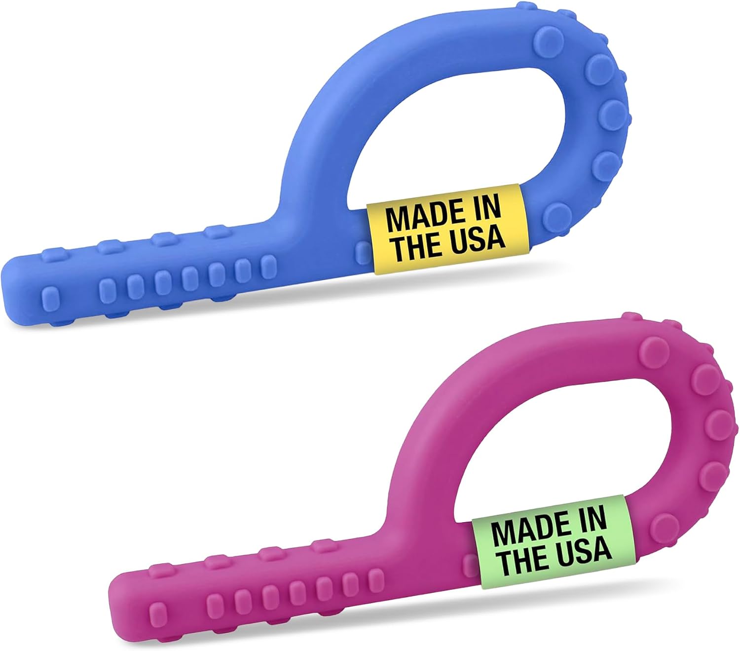ARK Textured Grabber® Sensory Chew Bundle – Soft & Tough Oral Chewy Fidget Toys – Sensory Development for Children & Adults, Medical-Grade, USA-Made – Magenta, Royal Blue