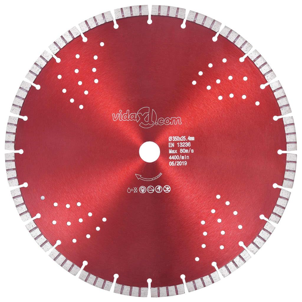 Disco da taglio diamantato, 350 mm x 25,4 mm, turbo segmento, lama diamantata per cemento, granito, mattoni, taglio a umido e a secco, disco da taglio professionale per smerigliatrice angolare