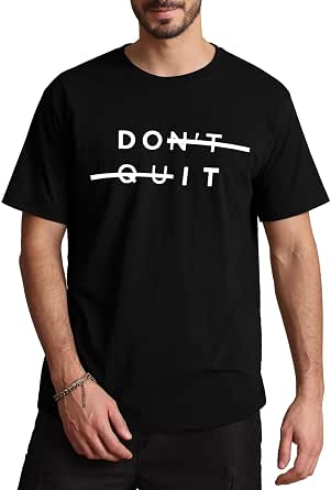 Aiyino Men's Don't Quit Tee – Minimalist Motivational 100% Cotton Top