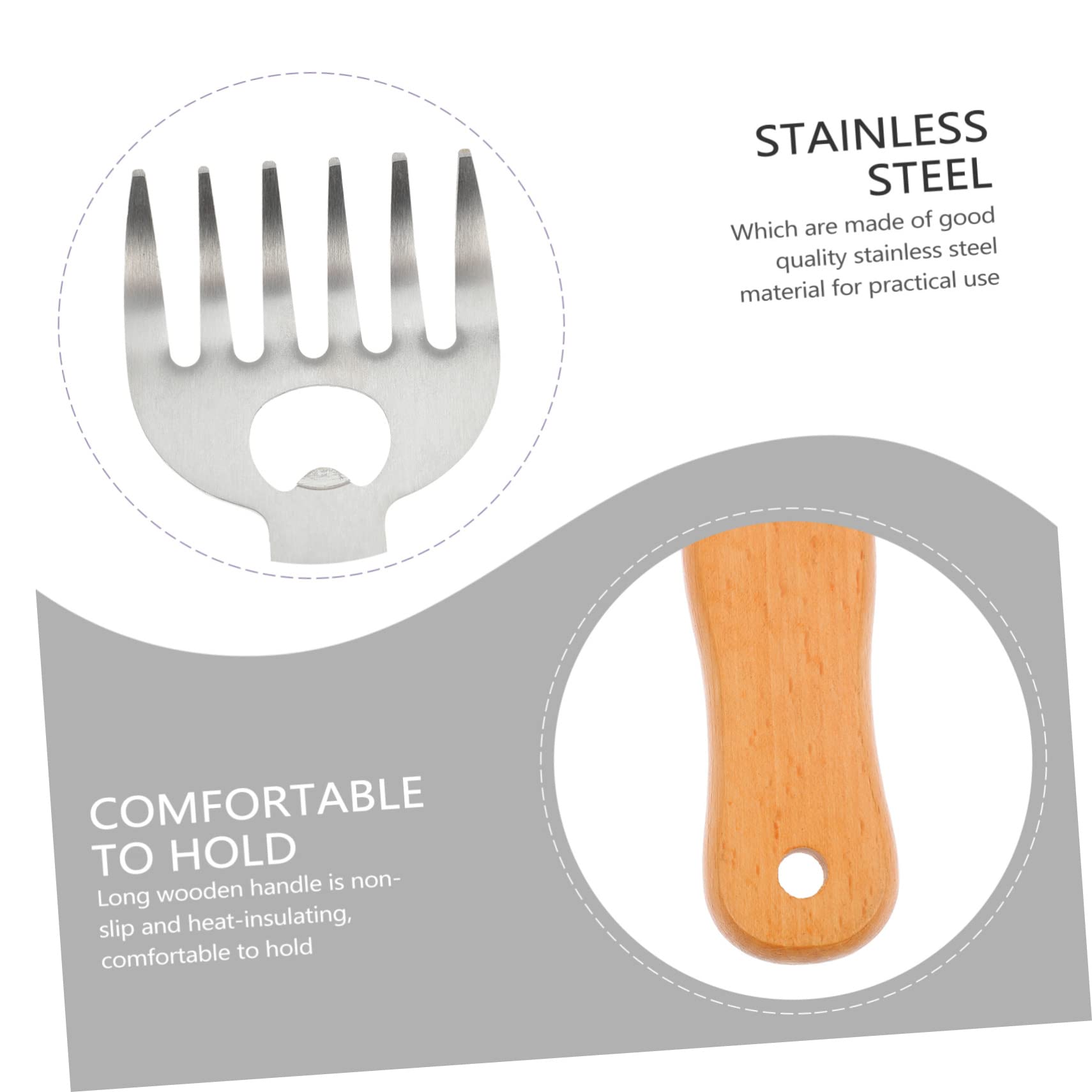 Angoily 2pcs Stainless Steel BBQ Meat Shredding Claws Handle Non- Heat-Insulating Forks for Pulled Pork Chicken Beef Essential Barbecue Tool Bottle Opener