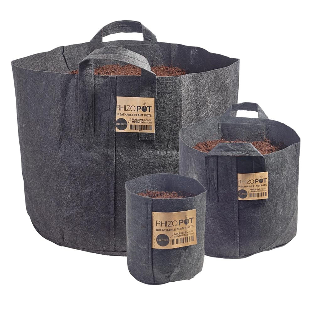 Rhizo Pot Fabric Round Plant Pots – Breathable Reusable Grow Bags for Stronger Roots | 1L–70L Sizes for Indoor & Outdoor Gardening, Soil, Coco & Hydroponics (2, 16L)