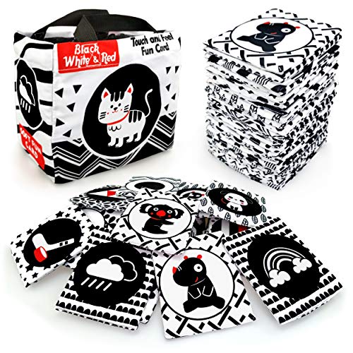 Image of Black White Soft Flash Cards with Cloth Storage Bag for Baby and Infant, High Contrast Newborn Toys for 0 3 6 9 12 Months Boys and Girls, Gifts for Baby Shower（24PCS）