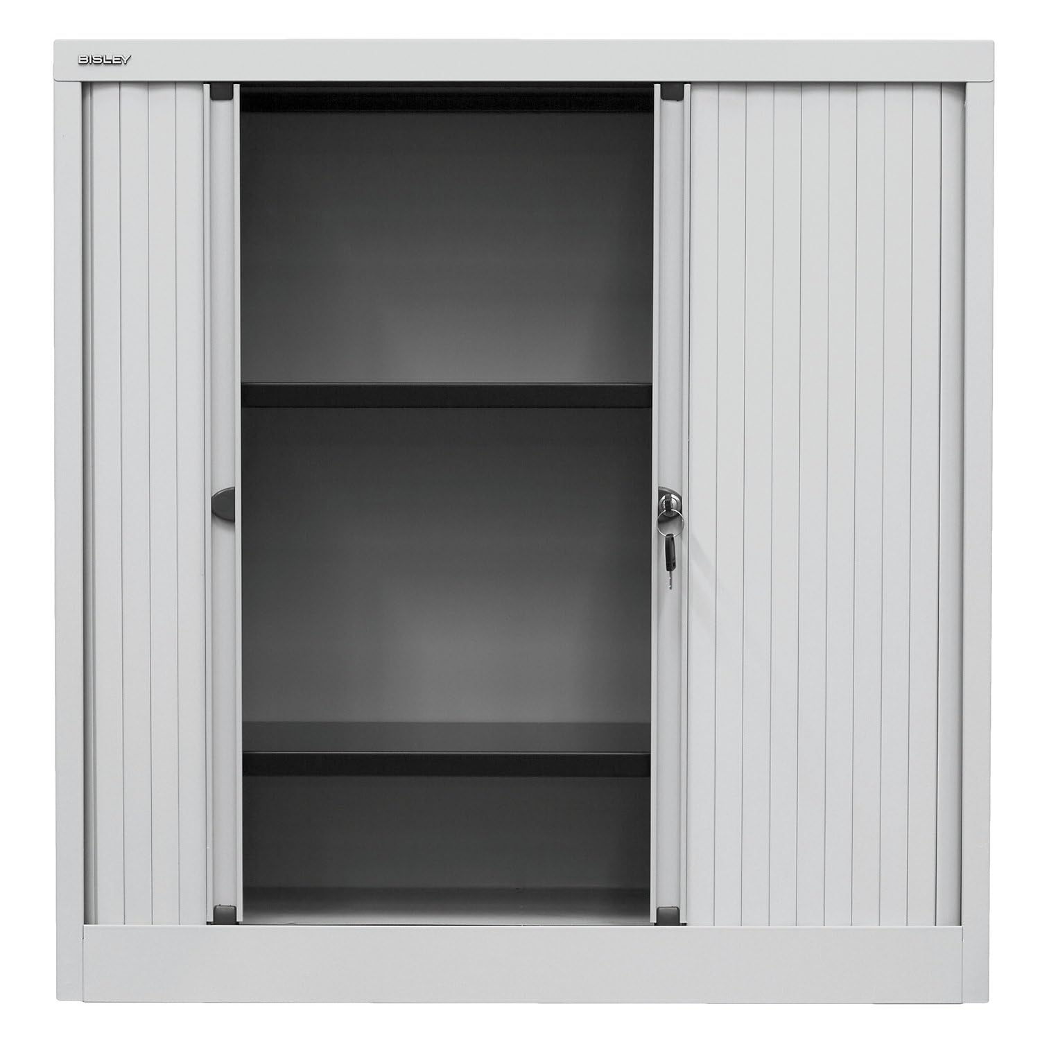 BISLEY Rollladenschrank EuroTambour, 2 Fachböden, 2,5 OH, Metall, Sl355 Rollladen/Korpus Silber, 43 x 100 x 103 cm