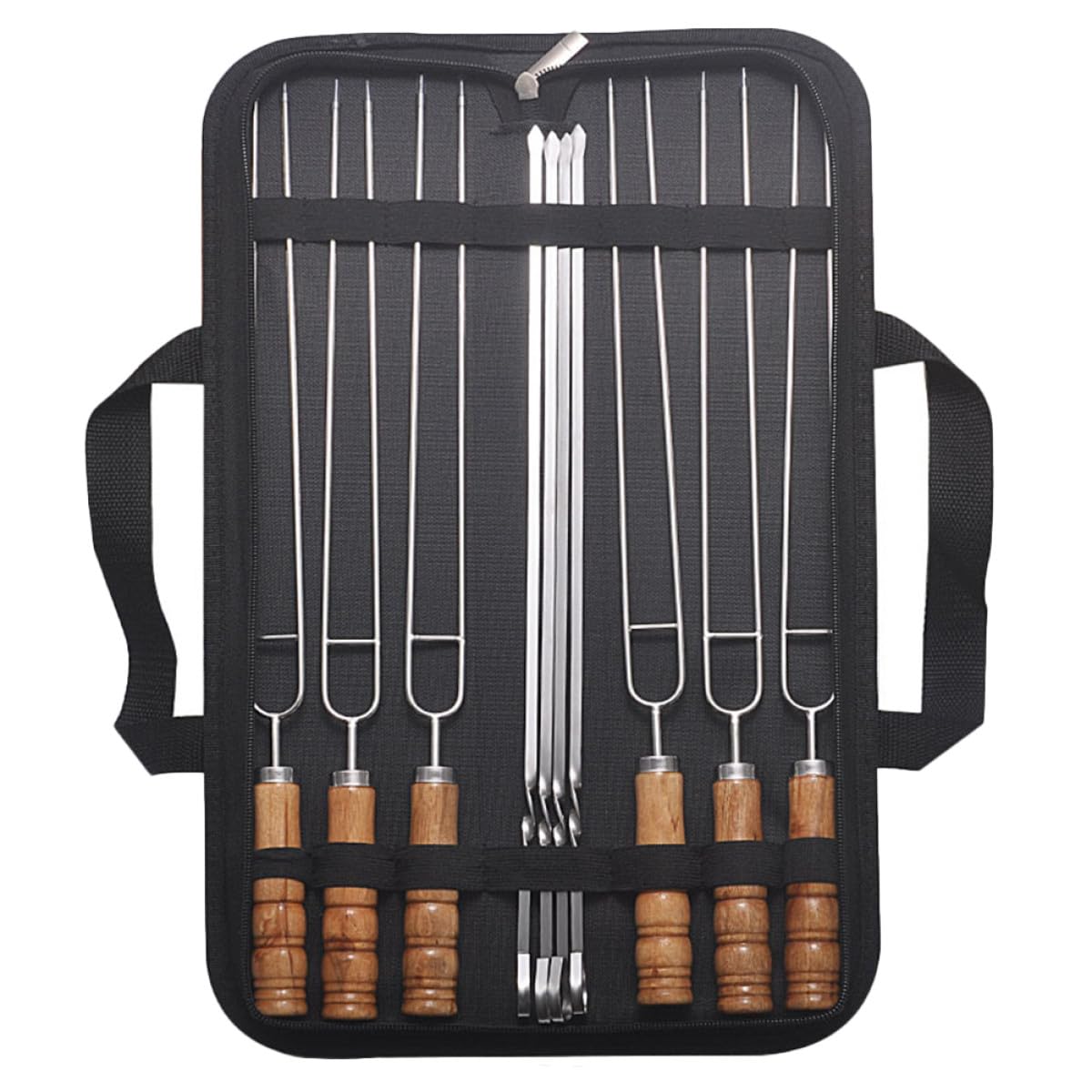 Hohopeti Brochetas Planas de Acero Inoxidable 10 Piezas para Barbacoa Utensilios para Asar Pinchos Morunos en Exteriores