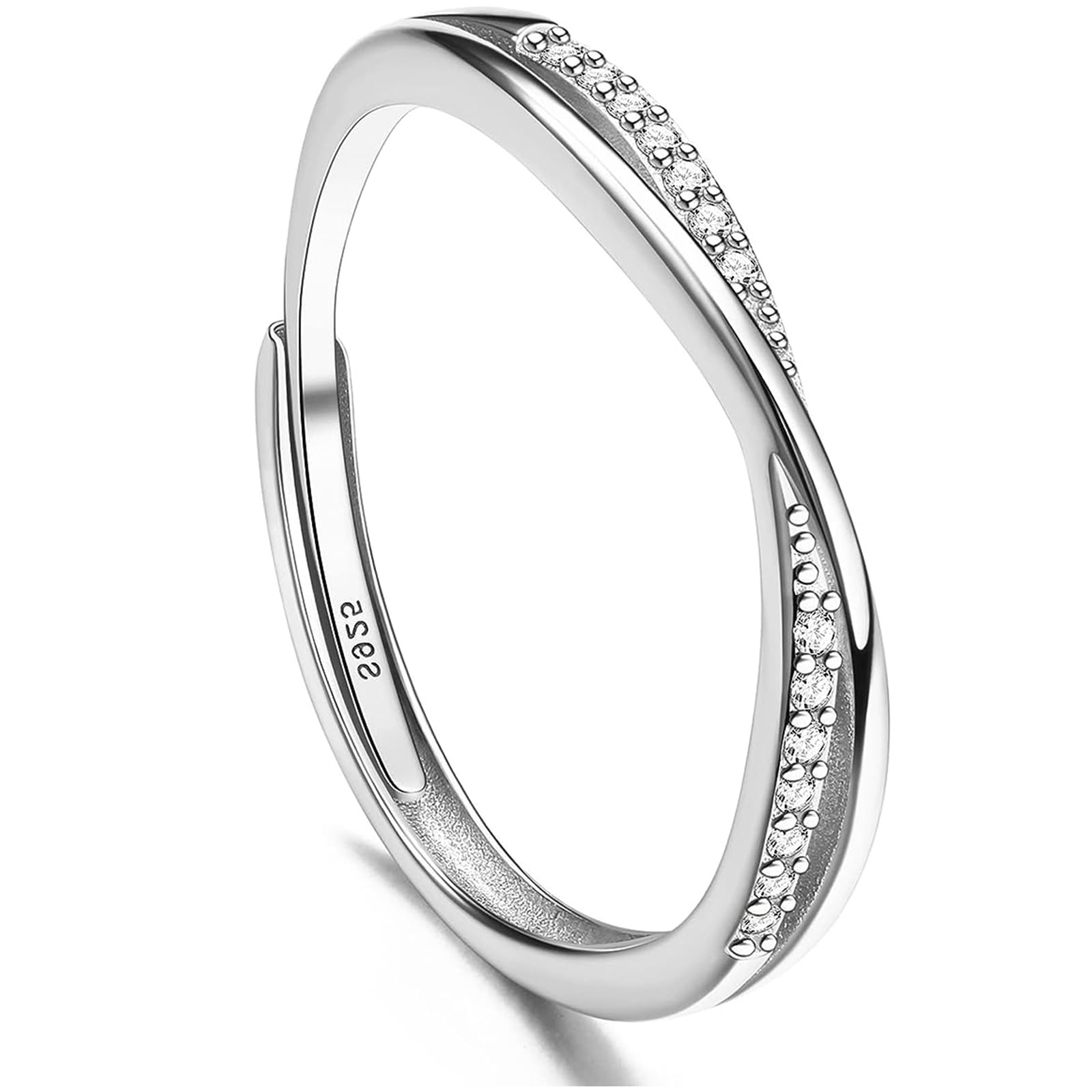 BrateuanoiiAnillos Mujer Plata De Ley 925 Con Circonita, Anillo Plata De Ley 925 Mujer, Anillo De Diamantes De Plata Esterlina, Anillos Mujer Plata Ajustables Regalo Aniversario Joyería Personalizada
