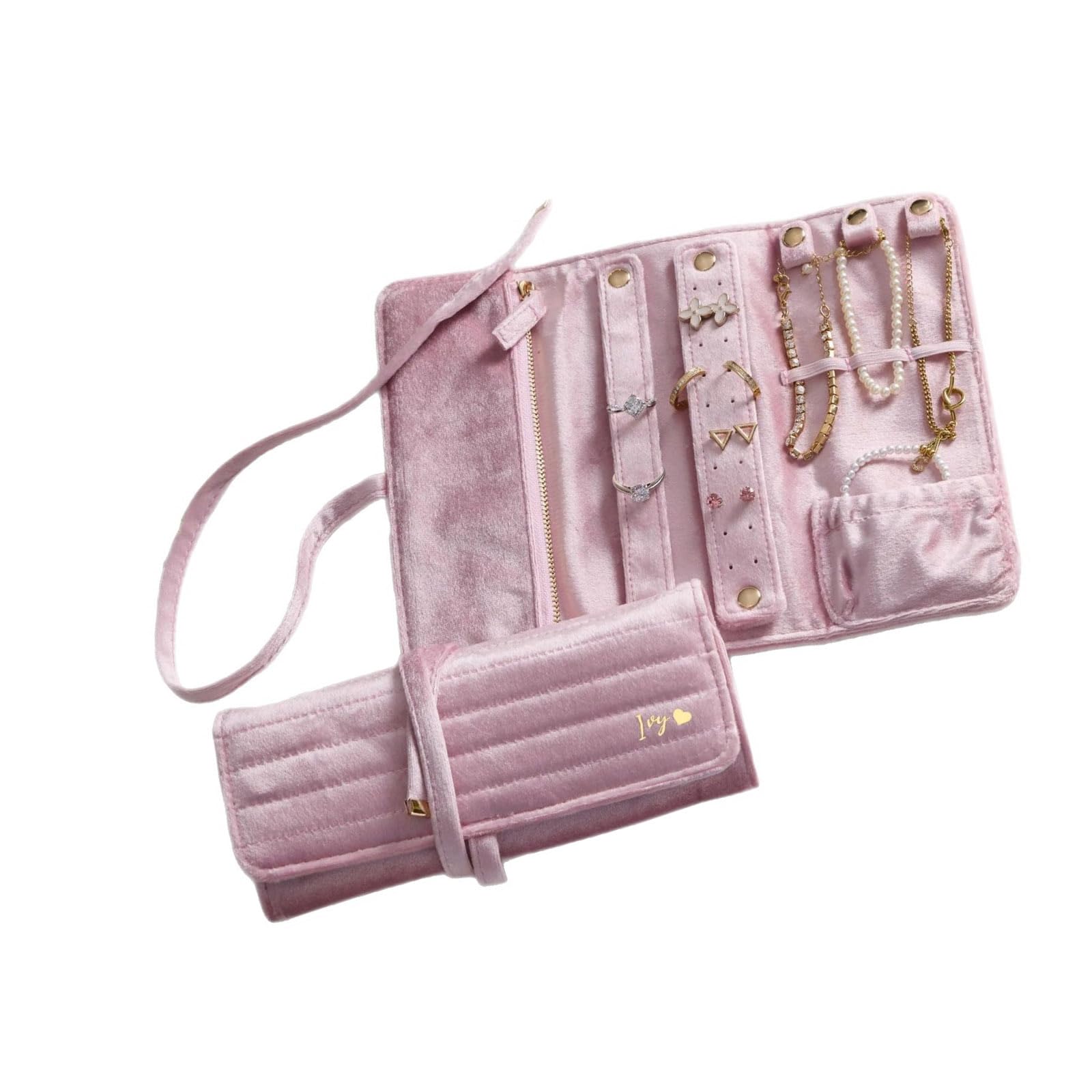 Zbiianxer C Flocking Jewelry Ase With Individual Storage Bags Easy Organization For Earrings Necklaces Soft Flocking Jewelry Roll Pouches Foldable Designs For Necklace Earring Rings Storage And Travel