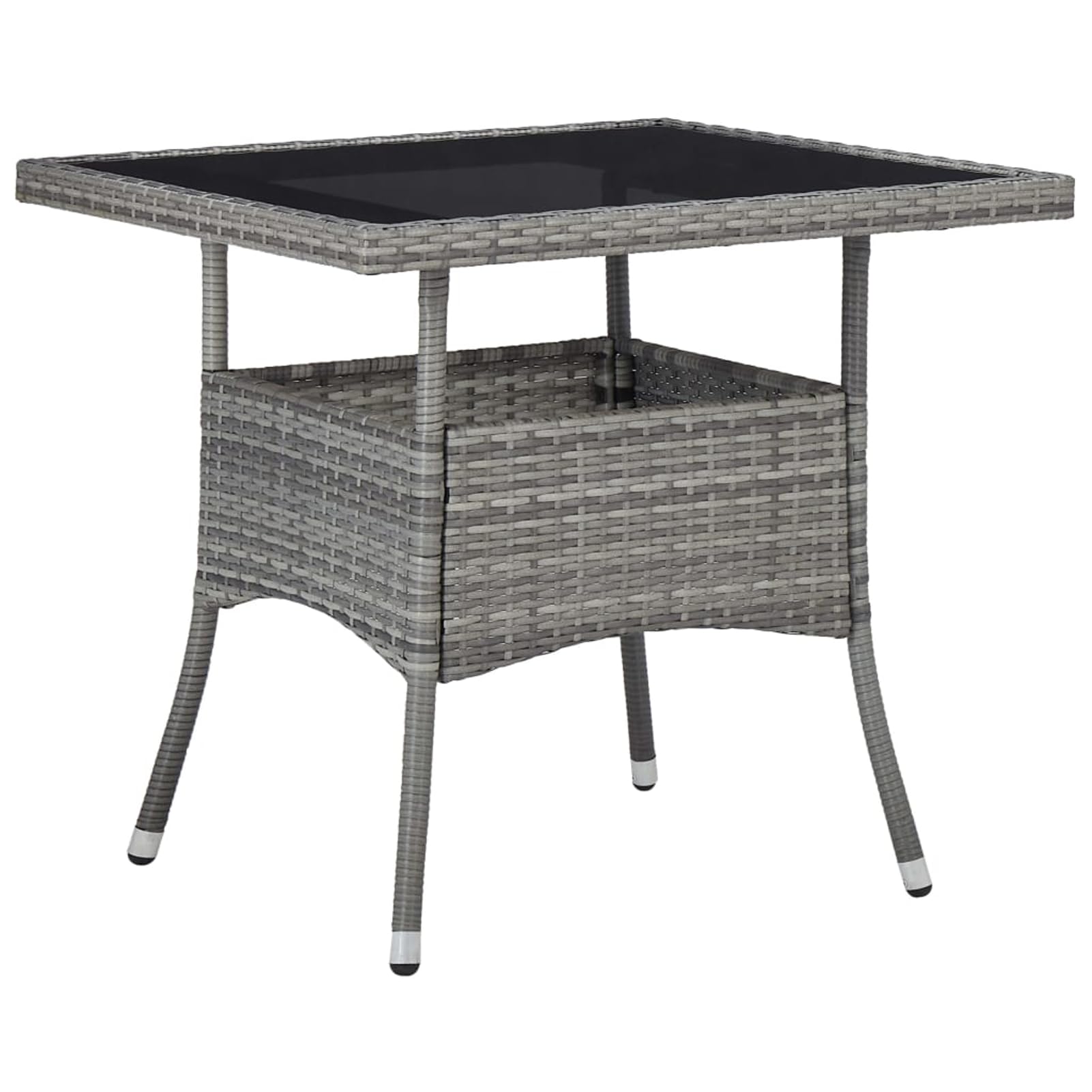 Table de salle à manger de patio anti-UV en résine tressée avec verre