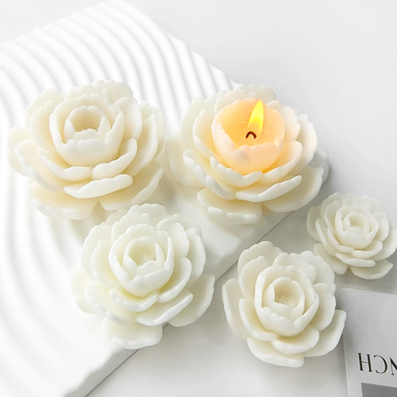 6 Stampi In Silicone A Forma Di Fiore - Rosa, Ibisco, Peonia Per Candele E Saponi