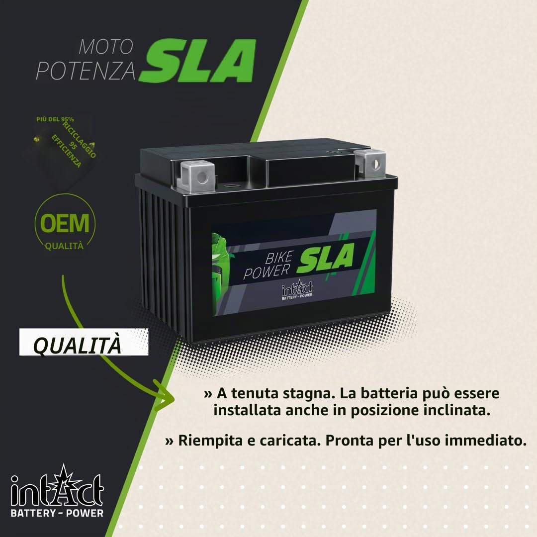 intAct - BATTERIA AGM PER MOTOCICLI | Batteria per scooter, moto ecc. Batteria esente da manutenzione e a prova di perdite | SLA12-7Z-S, CTZ7-S, batteria da 12V, 6 AH (c20), 80 A (EN) | 113x70x105mm