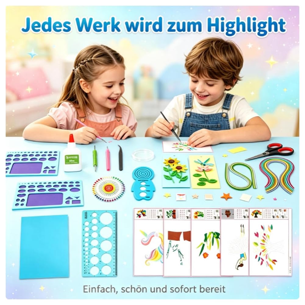 Kit de quilling à faire soi-même avec bandes et outils, accessoires de