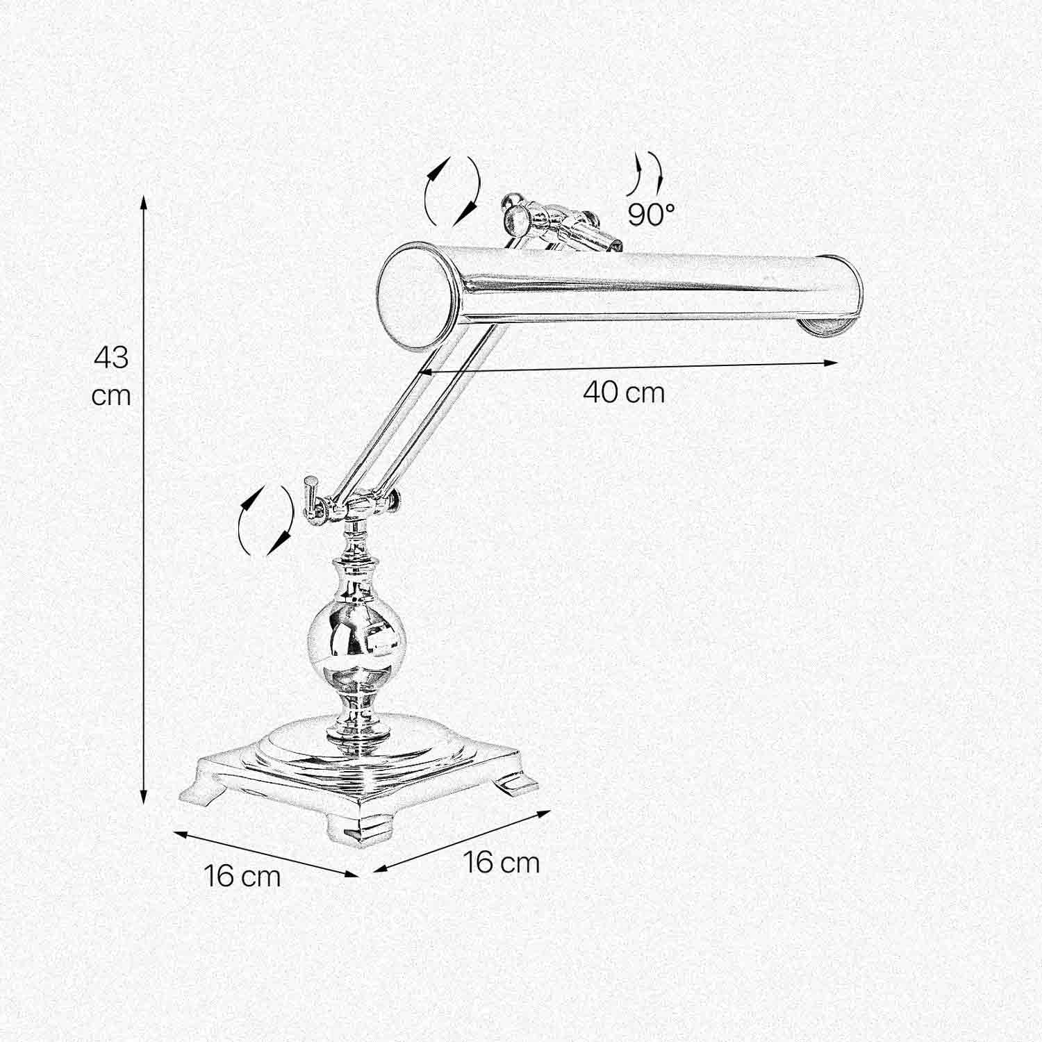 Lampada da tavolo in ottone massiccio alta 43 cm regolabile E14 lampada banker lampada da tavolo lampada da studio lampada da pianoforte