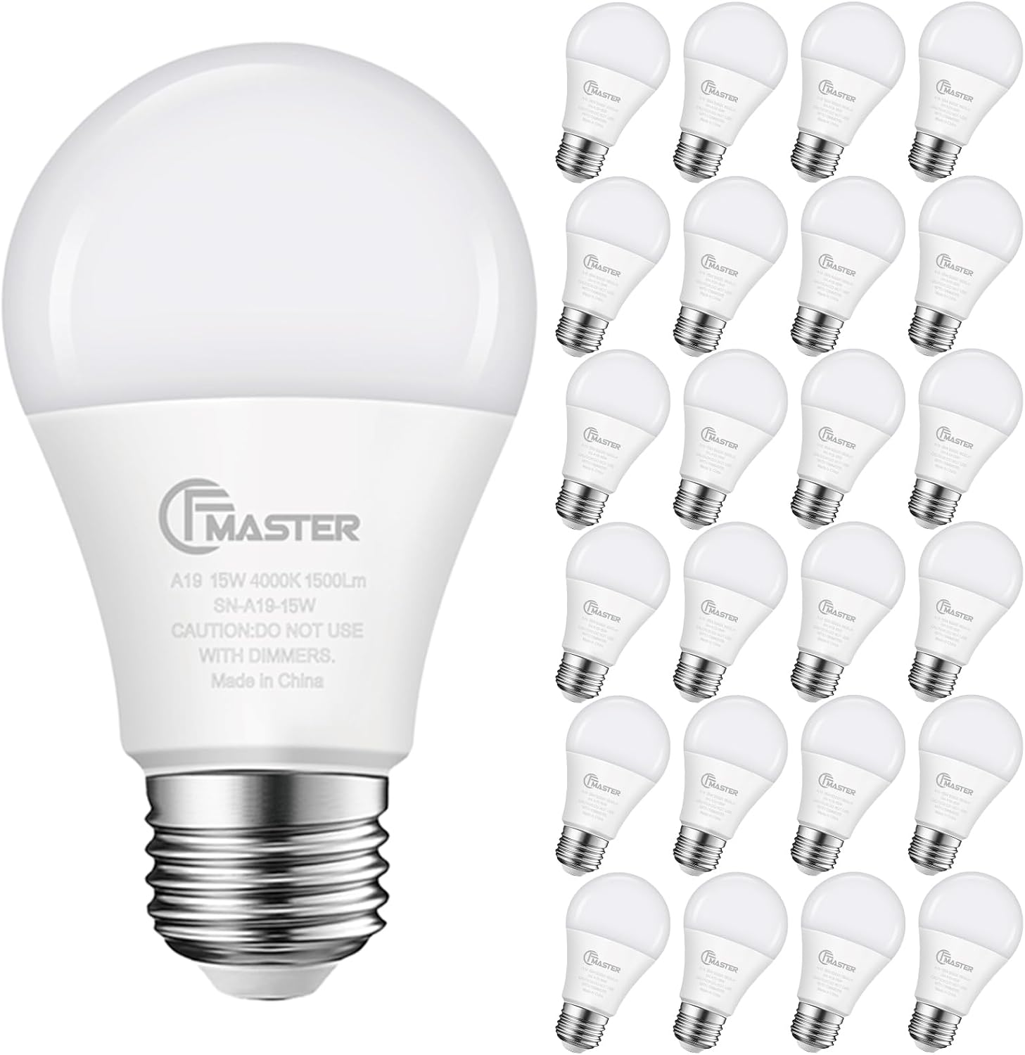 A19 LED Light Bulb, 100W Equivalent Light Bulbs, 15W 4000K Neutral White, 1500 Lumens