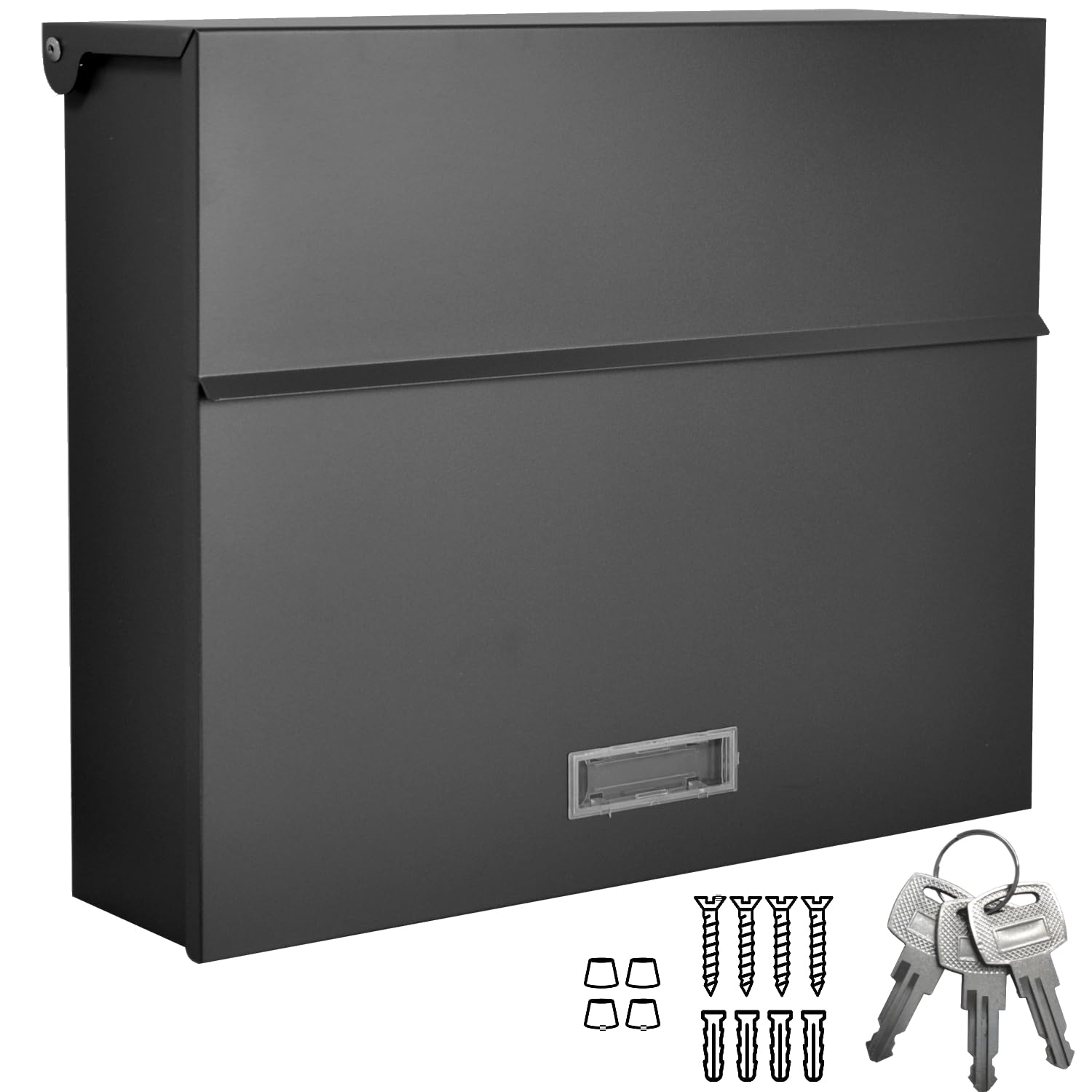 ALSTEN TECH Buzón de pared sin compartimento para periódicos, color negro mate RAL 9017, adecuado para A4/C4