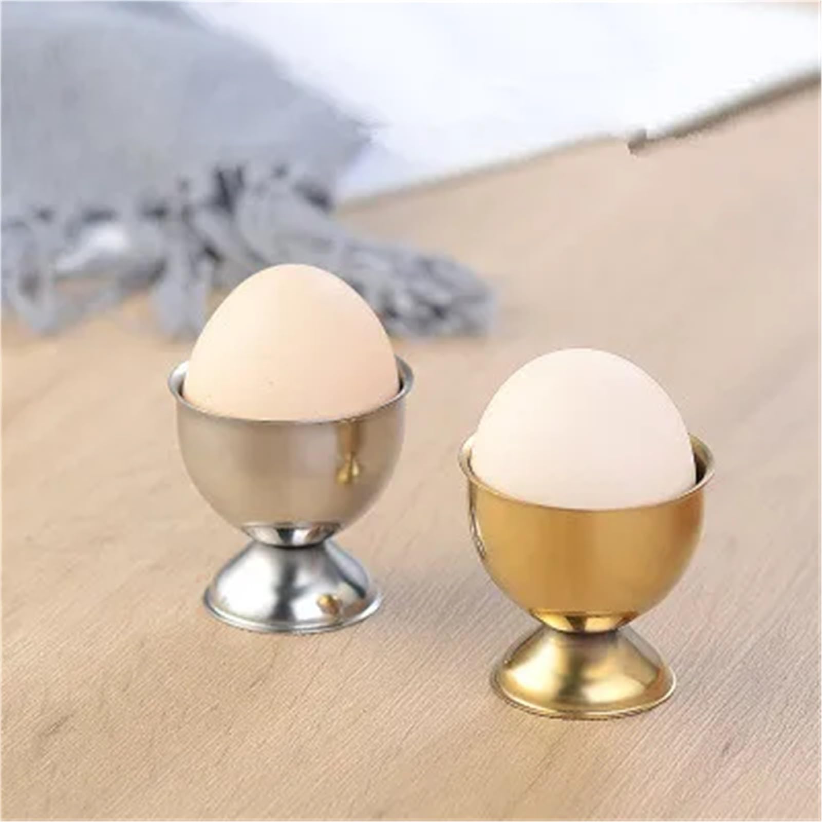 Coquetiers, Porte-œufs en Or et Argent, Support de Tasse Table, Outil Cuisine for Le Petit déjeuner, 4 pièces(Silver)