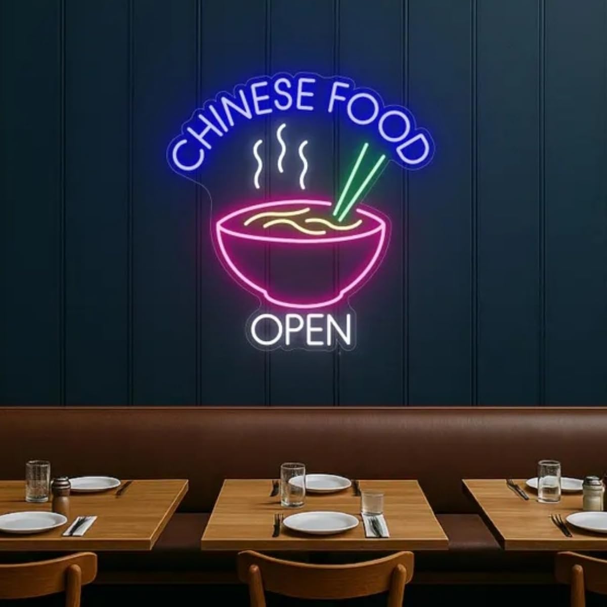 „Chinesisches Restaurant geöffnet“ Neonschild, LED-Leuchtschild für chinesische Restaurants, Schaufenster, Bars, asiatische Gastronomie und Küchendekoration
