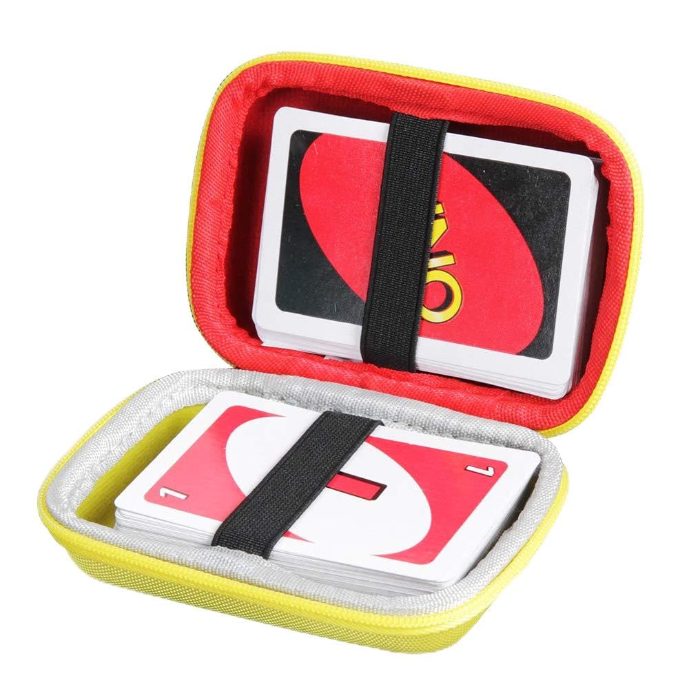 Anleo Hard Travel Case for Mattel UNO Classic Card Game(Only Case) (Yellow+Red)